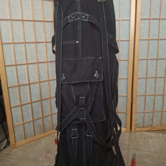 Rare ILLIG Rave Goth Y2K Black Women's Cargo Skirt with Decorative Bands - Picture 6 of 6